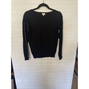 Pixley Lightweight Black Sweater With Eyelet Details On Sleeve ,Size Small